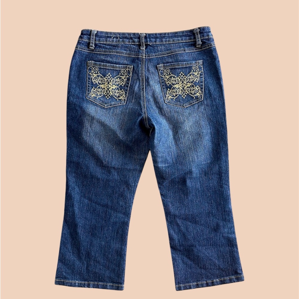SouthPole Jeans Women’s 13 Medium‎ Wash Denim Capri Pants Mid Rise 34x22 Y2K VTG